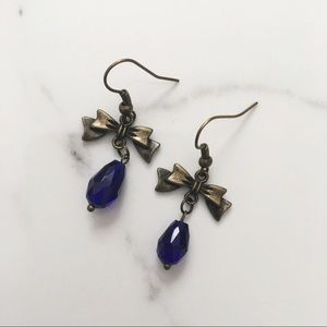 3 for $10 - Blue bow earrings